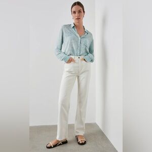 Rails Josephine Aqua Python Light Blue Button Down Shirt size XS